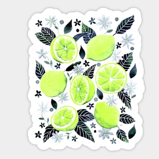 Watercolor Limes Pattern - Gray Sticker